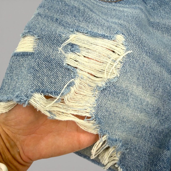 Abercrombie & Fitch Annie High Rise Shorts Womens 27 Distressed Frayed Denim NWT - Picture 5 of 14